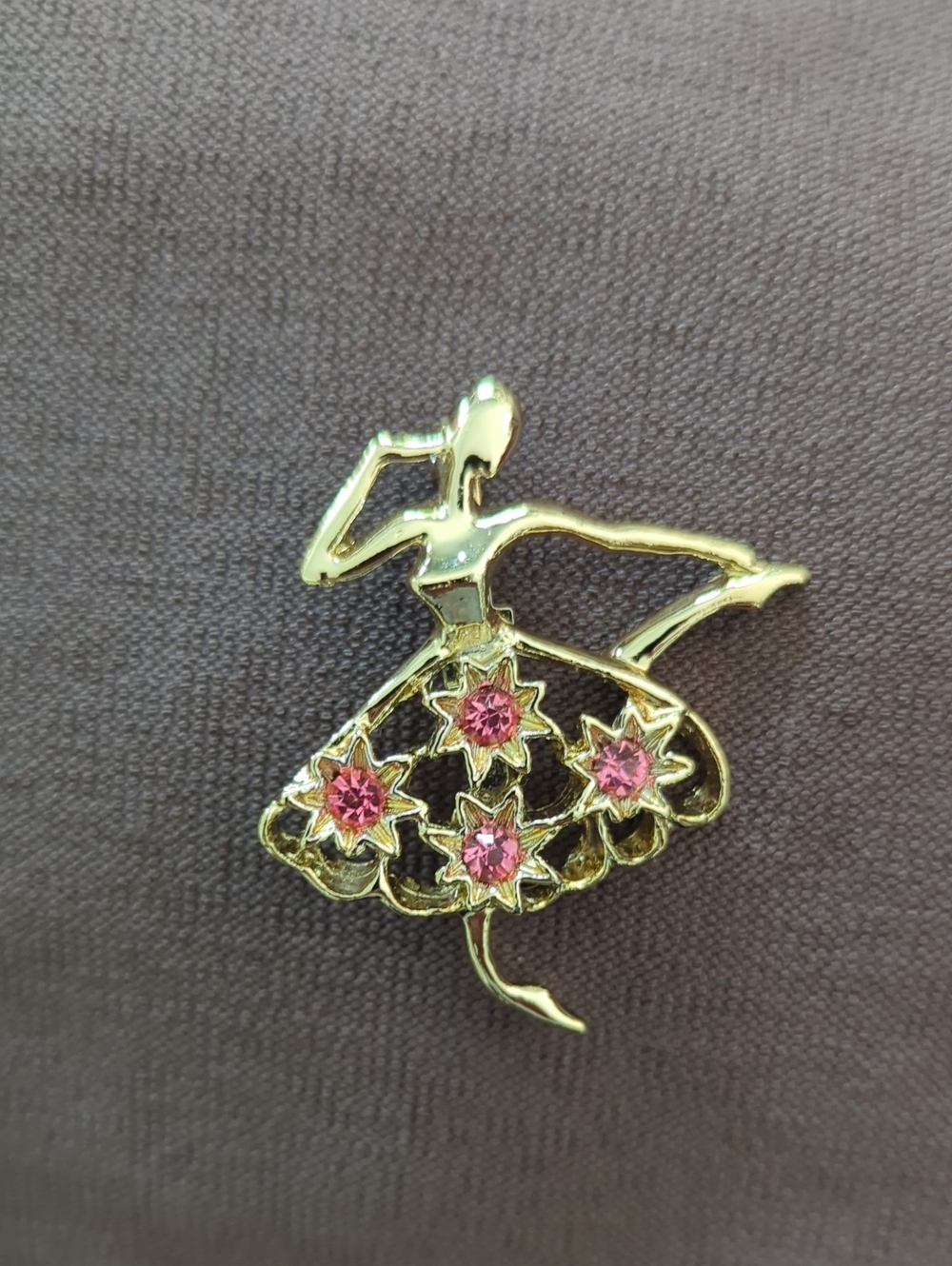 Vintage Gerry's Pink Rhinestone Ballerina Brooch